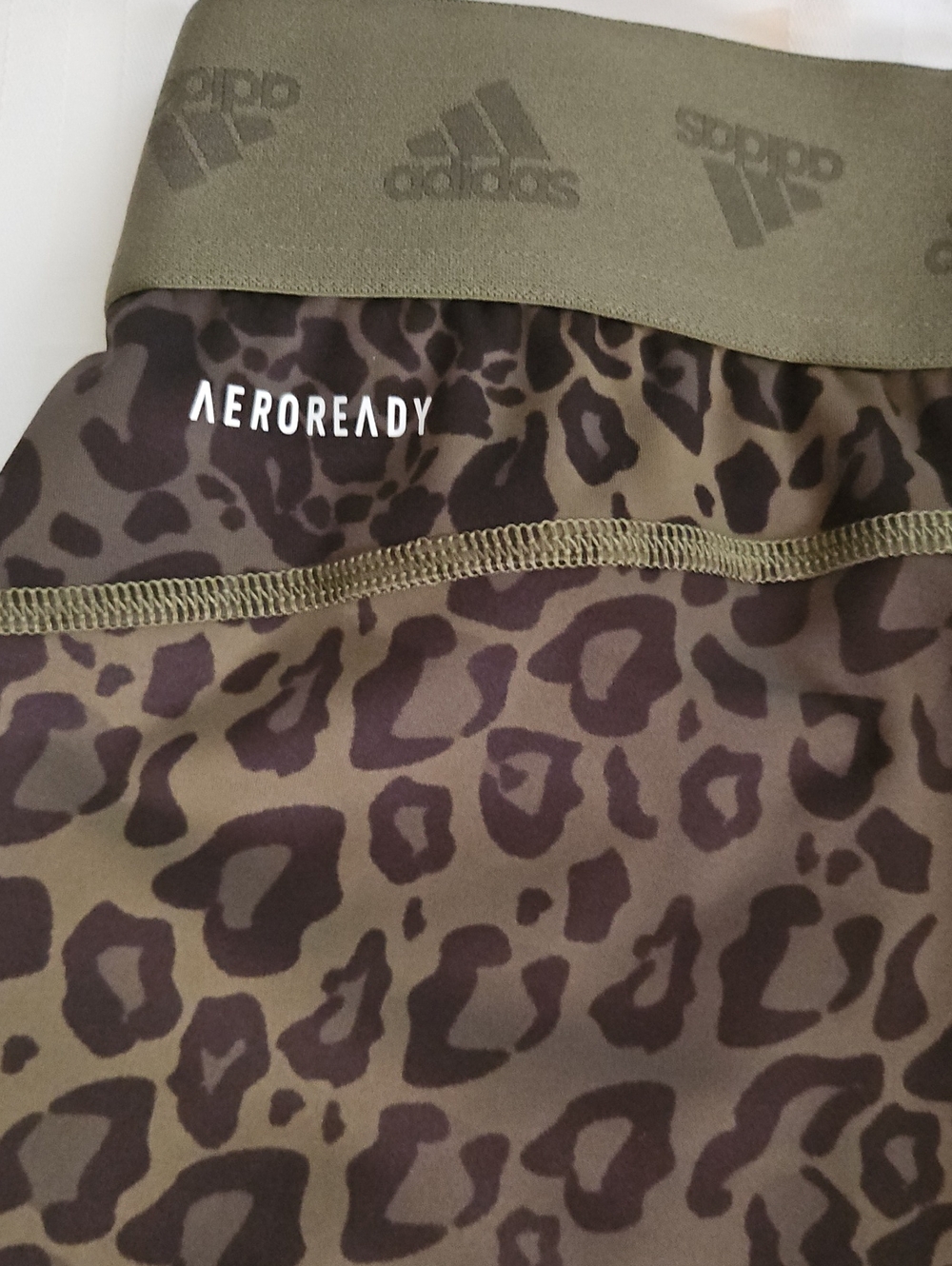 Adidas Leopard Print Activewear Set, Size Medium, Olive - Picture 4 of 9